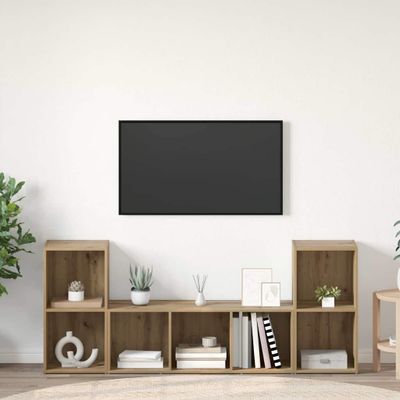 vidaXL Zostava TV skriniek Nástenný 3 pcs Hnedá Kompozitné drevo