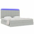 vidaXL LED úložná posteľ s matracom Svetlosivá 200 x 200 cm Zamat