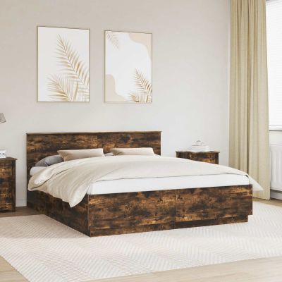 vidaXL Rám postele Dymová dub 200 x 200 cm Kompozitné drevo