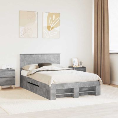 vidaXL Rám postele Betónová šedá 137 x 203 cm Kompozitné drevo