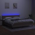 vidaXL Posteľ boxsping s matracom a LED sivohnedá 160x200 cm látka