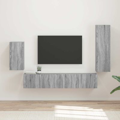 vidaXL Zostava TV skriniek Nástenný 4 pcs Sivý Sonoma Kompozitné drevo