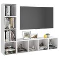 vidaXL TV skrinky 2 ks lesklé biele 142,5x35x36,5 cm drevotrieska