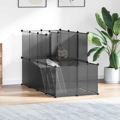 vidaXL Klietka pre malé zvieratá čierna 142x74x93 cm PP a oceľ