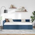 vidaXL Rohový rám postele s čelnou doskou Modrá 90 cm x 190 cm látka