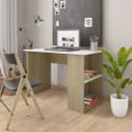 vidaXL Stôl biely a dub sonoma 110x60x73 cm drevotrieska