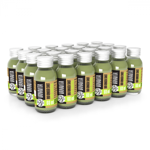 BIO Zázvorový shot s matchou - VanaVita, 24 x 60 ml