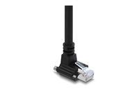 Delock - Sieťový kábel - RJ-45 (M) do RJ-45 (M) uhlový, skrutkovateľný - 2 m - 7 mm - S/FTP - CAT 6 - lisovaný, prevedenie bez hrbolčeka, podpora Gigabit Ethernet - čierna