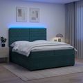 vidaXL LED boxspring posteľ s matracom Tmavozelená 200 x 200 cm Zamat
