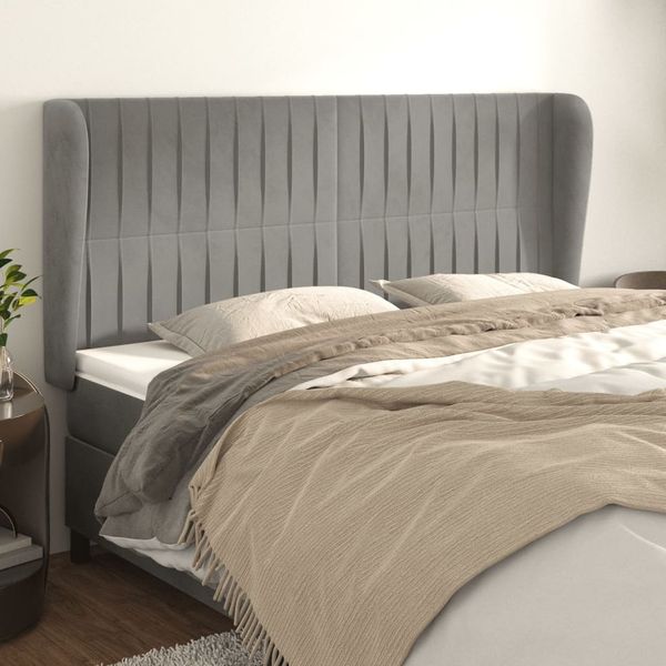 vidaXL Čelo postele so záhybmi bledosivé 163x23x118/128 cm zamat