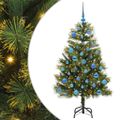 vidaXL Umelý vianočný stromček s pniškami Zelená 150 cm PVC a PE a kov