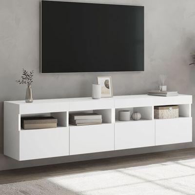 vidaXL TV nástenné skrinky s LED svetlami 2 ks biele 80x30x40 cm