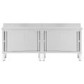 vidaXL Pracovné stoly s posuvnými dvierkami 2ks 240x50x(95-97)cm, oceľ