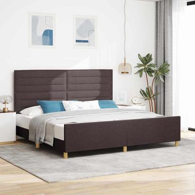 vidaXL Rám postele s čelnou doskou Tmavo hnedá 200 x 200 cm látka
