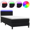 vidaXL Posteľný rám boxspring s matracom a LED čierny 90x220 cm zamat