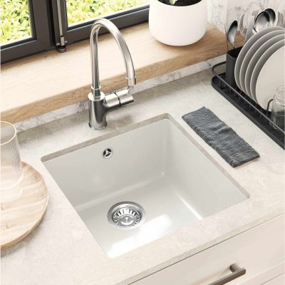 vidaXL Drez Biela 430 x 460 mm 80% Kvárc a 20% Živica