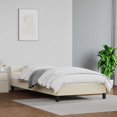vidaXL Posteľný rám s čelom bez matraca krémový 90x200 cm
