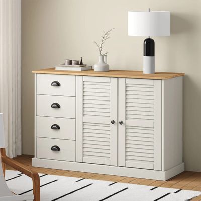 vidaXL Komoda so zásuvkami VIGO 113x40x75 cm biela borovicový masív