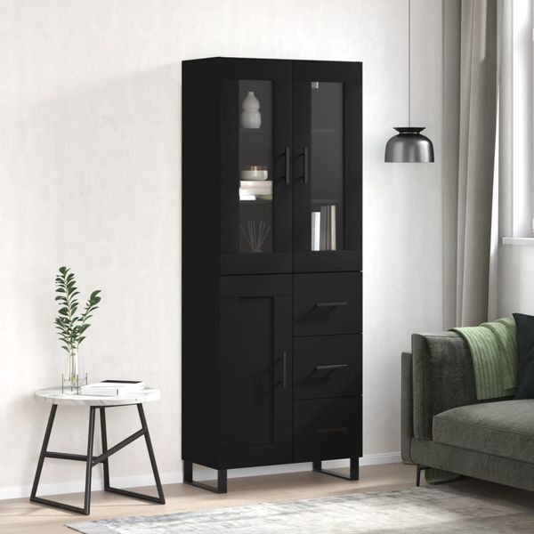 vidaXL Vysoká skrinka čierna 69,5x34x180 cm spracované drevo