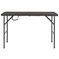 vidaXL Skladací záhradný stôl,hnedý 120x60x74cm, HDPE, ratanový vzhľad