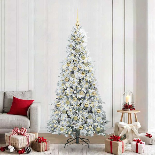 vidaXL Umelý Sklápací Vianočný Stromček Biela 210 cm PE a PVC