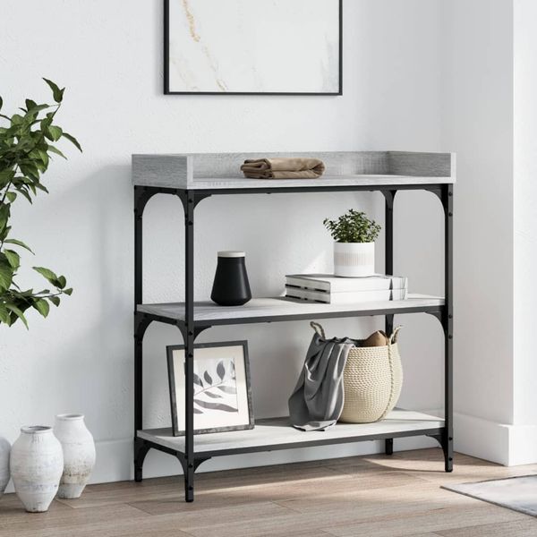 vidaXL Konzolový stolík s policami sivý sonoma 75x30x80 cm