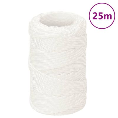vidaXL Lodné lano biele 2 mm 25 m polypropylén