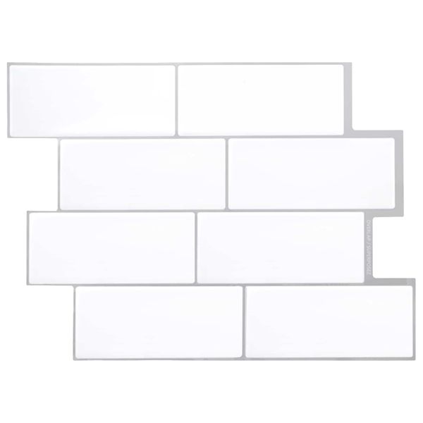 vidaXL Subway dlažba 10 pcs Biela šedá 29 x 21 cm Polyuretán a PET