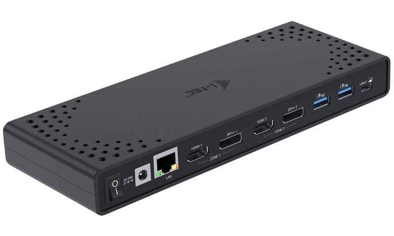 i-tec USB 3.0 / USB-C / Thunderbolt Dual Display Docking Station, PD 100W Dokovacia stanica, 1× 5K, 2× 4K 60Hz, dualná, 2× HDMI, 2× DisplayPort, 4× USB 3.0, 2× USB-C 3.1, LAN, audio, 100W, čierna