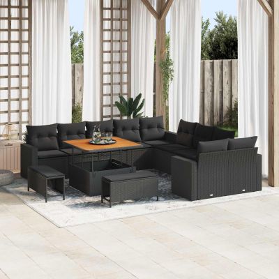 vidaXL Súprava záhradných pohoviek 13 ks Čierna polyratan