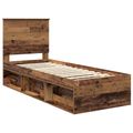 vidaXL Rám postele Staré drevo 75 x 190 cm Masívne borovicové drevo