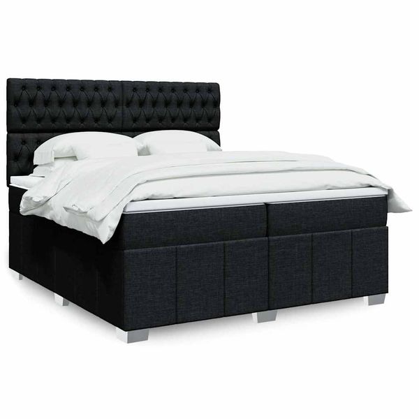 vidaXL Boxspring posteľ s matracom čierna 200x200 cm látka