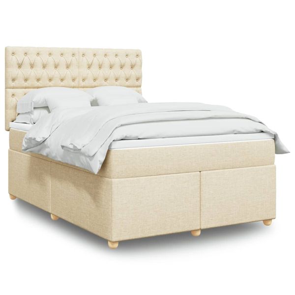 vidaXL Boxspring posteľ s matracom krémový 140x190 cm látka