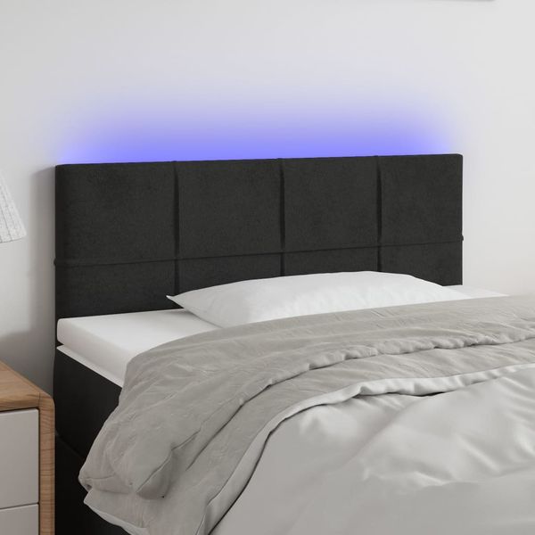 vidaXL Čelo postele s LED čierne 80x5x78/88 cm zamat