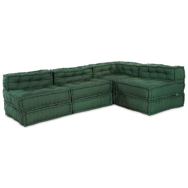 vidaXL Modulová pohovka 4 pcs Zelená Látka