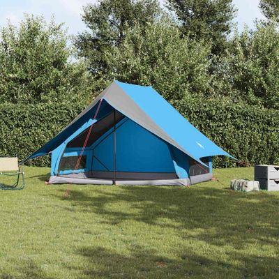 vidaXL Rodinný stan so strechou Modrá a šedá 256 x 256 x 185 cm
