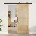 vidaXL Posuvné dvere Prírodná a čierna 86 x 211 cm Borovicový masív