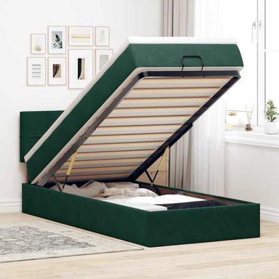 vidaXL Osmanský rám postele s matracom tmavozelená 90x190 cm zamat