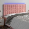 vidaXL Čelo postele s LED ružové 160x5x118/128 cm zamat