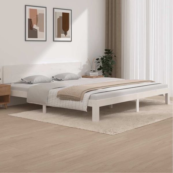 vidaXL Rám postele biely masívna borovica 200x200 cm