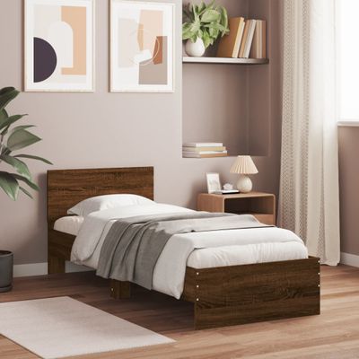 vidaXL Posteľný rám bez matraca s čelom hnedý dub 75x190 cm