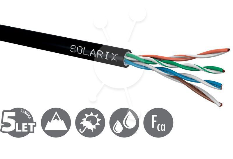 Inštalačný kábel Solarix CAT5E UTP PE Fca vonkajší Gélový 305m/box SXKD-5E-UTP-PEG