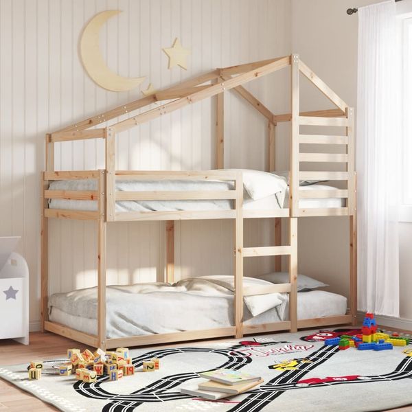 vidaXL Poschodová posteľ bez matraca 90x200 cm masívna borovica