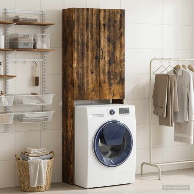 vidaXL Toaletná skriňa HOORN Dymový dub 66 x 25,5 x 190 cm