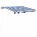 vidaXL Automatická markíza s LED a senzorom vetra 350x250 cm modro-biela