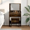 vidaXL Toaletný stolík a stolička dymový dub 60x40x113,5 cm