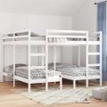 vidaXL Trojitá poschodová posteľ, biela 200x200/80x200 cm, borovica