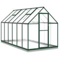 vidaXL Skleník so základovým rámom zelený 334x169x202 cm hliník