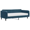 vidaXL Denná posteľ s matracom modrá 100x200 cm zamat