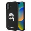 Obal Karl Lagerfeld pre iPhone 16 6,1" KLHMP16SSKHPPLK čierny tvrdý obal Silicone KL Head Print MagSafe